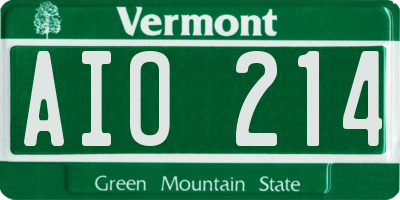VT license plate AIO214