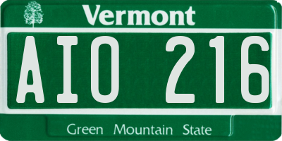 VT license plate AIO216