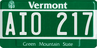 VT license plate AIO217