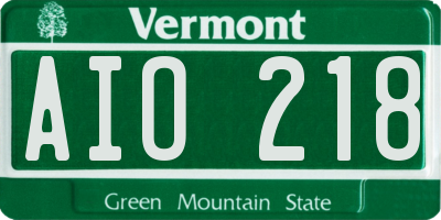 VT license plate AIO218