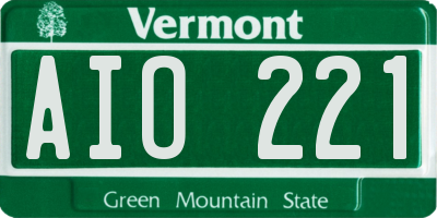 VT license plate AIO221