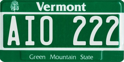 VT license plate AIO222