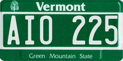 VT license plate AIO225