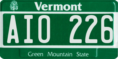VT license plate AIO226