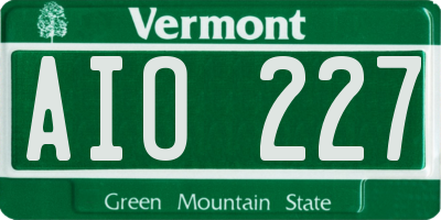 VT license plate AIO227
