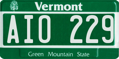VT license plate AIO229