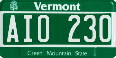 VT license plate AIO230