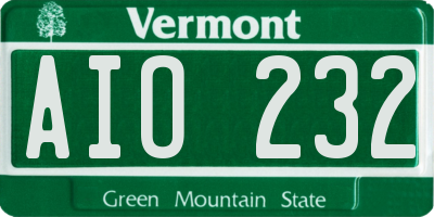 VT license plate AIO232