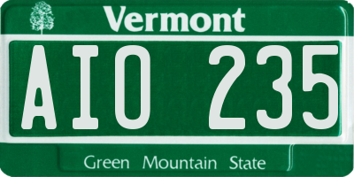 VT license plate AIO235