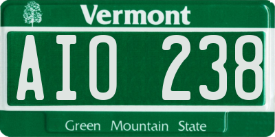 VT license plate AIO238