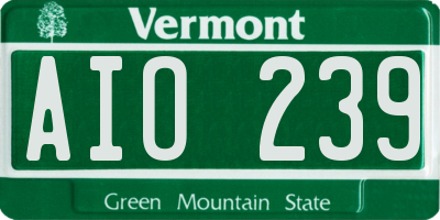 VT license plate AIO239