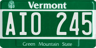 VT license plate AIO245