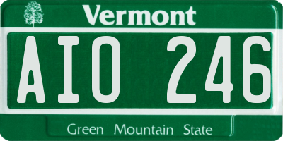 VT license plate AIO246