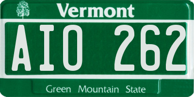 VT license plate AIO262
