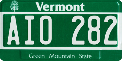 VT license plate AIO282