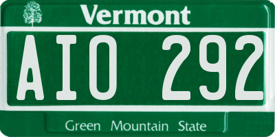 VT license plate AIO292