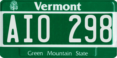 VT license plate AIO298