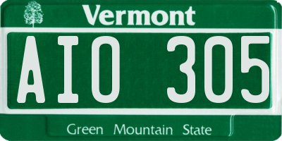 VT license plate AIO305