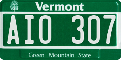 VT license plate AIO307