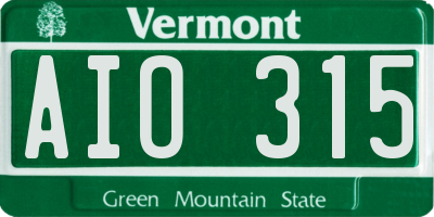 VT license plate AIO315