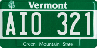 VT license plate AIO321