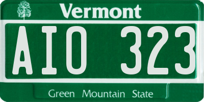VT license plate AIO323