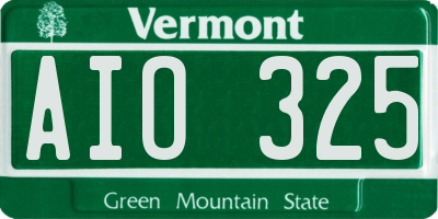 VT license plate AIO325