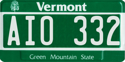 VT license plate AIO332