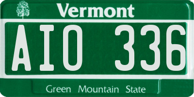 VT license plate AIO336