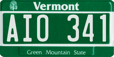 VT license plate AIO341