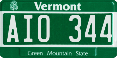 VT license plate AIO344