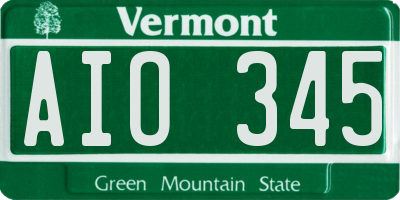 VT license plate AIO345