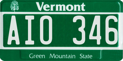 VT license plate AIO346