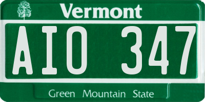 VT license plate AIO347