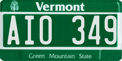 VT license plate AIO349