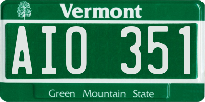 VT license plate AIO351