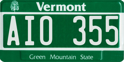 VT license plate AIO355
