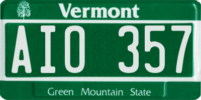 VT license plate AIO357