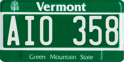 VT license plate AIO358