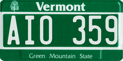 VT license plate AIO359