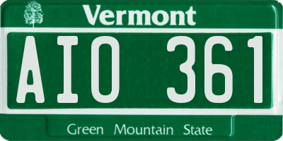 VT license plate AIO361