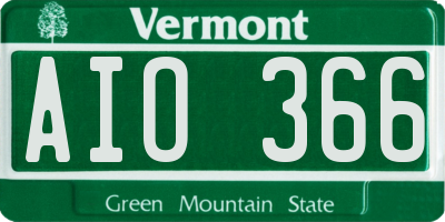 VT license plate AIO366