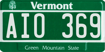 VT license plate AIO369