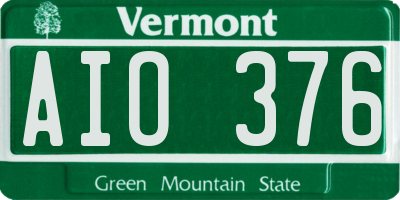 VT license plate AIO376
