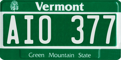 VT license plate AIO377