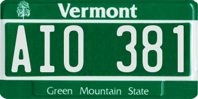 VT license plate AIO381