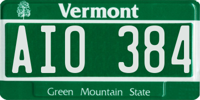 VT license plate AIO384