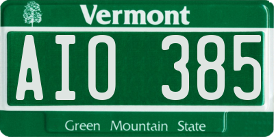 VT license plate AIO385