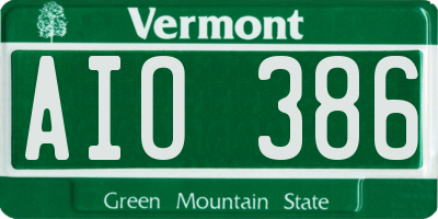 VT license plate AIO386