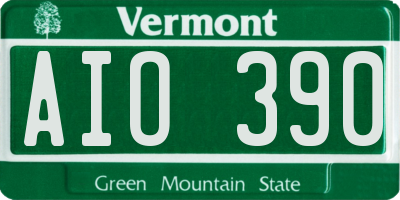 VT license plate AIO390
